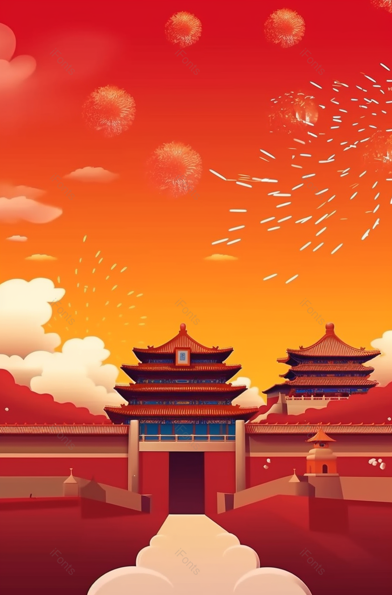 卡通手绘红色喜庆国庆节周年插画,插画/手绘图,插画/手绘图库,插画/手绘图下载,插画/手绘